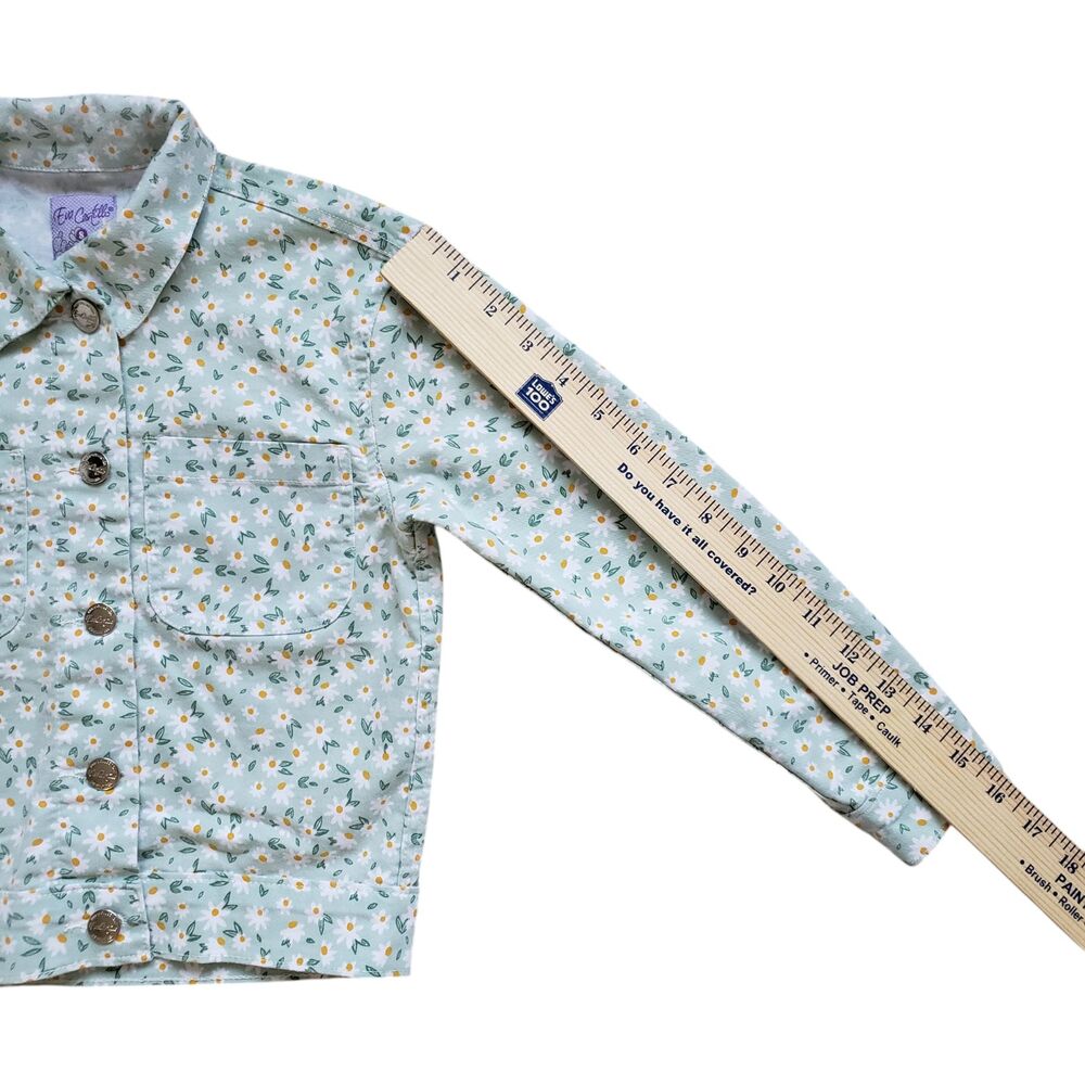 Eva Castillo Floral Denim Jean Jacket Girls 8 Button Front Long Sleeve Kids - Picture 7 of 11